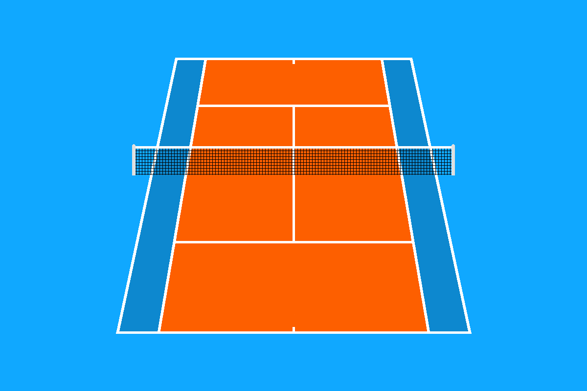 schemat kortu tenisowego dla meczów singlowych